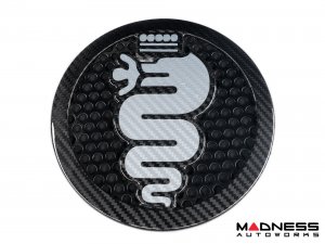 Alfa Romeo 4C Carbon Fiber Speaker Grill Covers - Alfa Logo in White